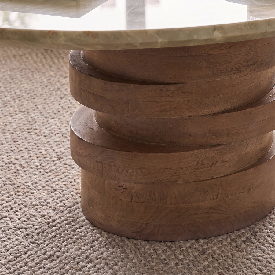 Adam 100cm Oval Almond Brown & Lady Grey Marble Coffee Table - Tasty Coffee Tables