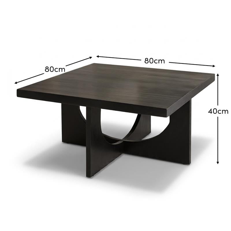Ethan Mango Wood Square Coffee Table - Jet Black - Tasty Coffee Tables