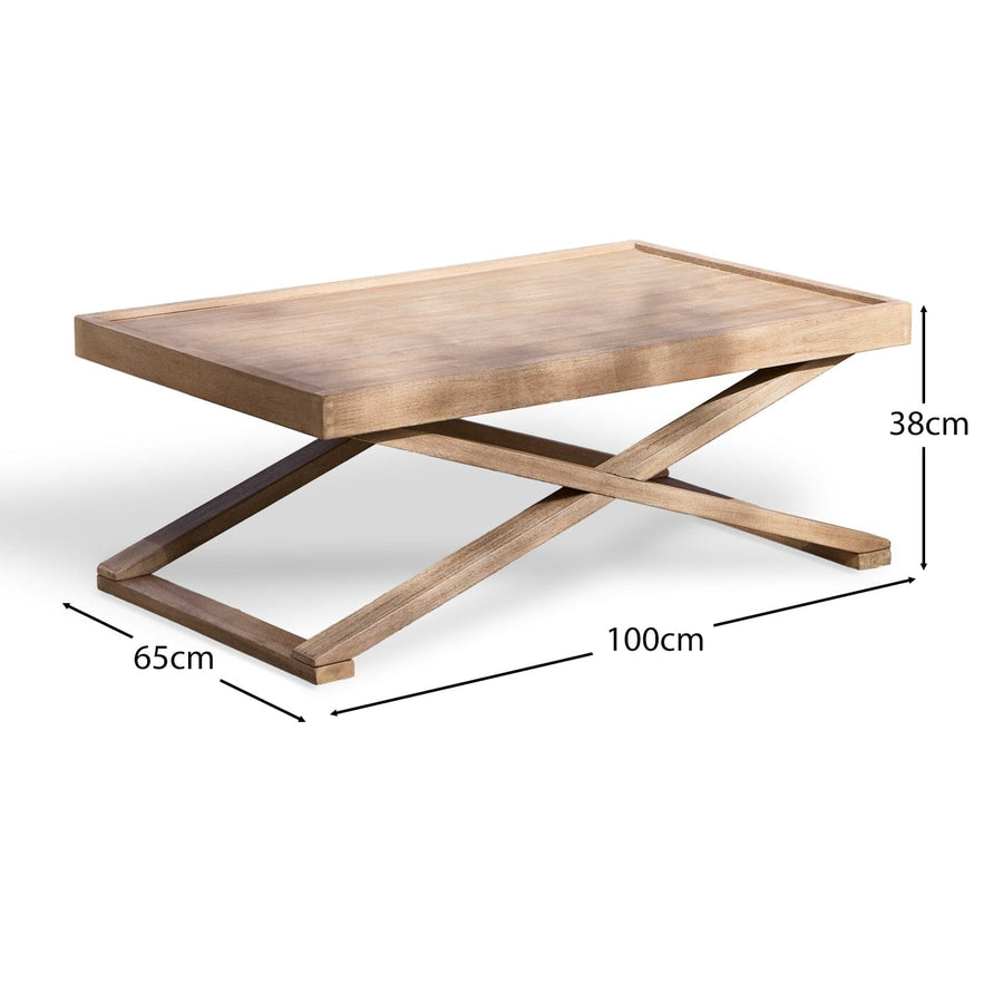Akira Wooden Rectangular Garden Coffee Table - Brushed Light Acacia - Tasty Coffee Tables