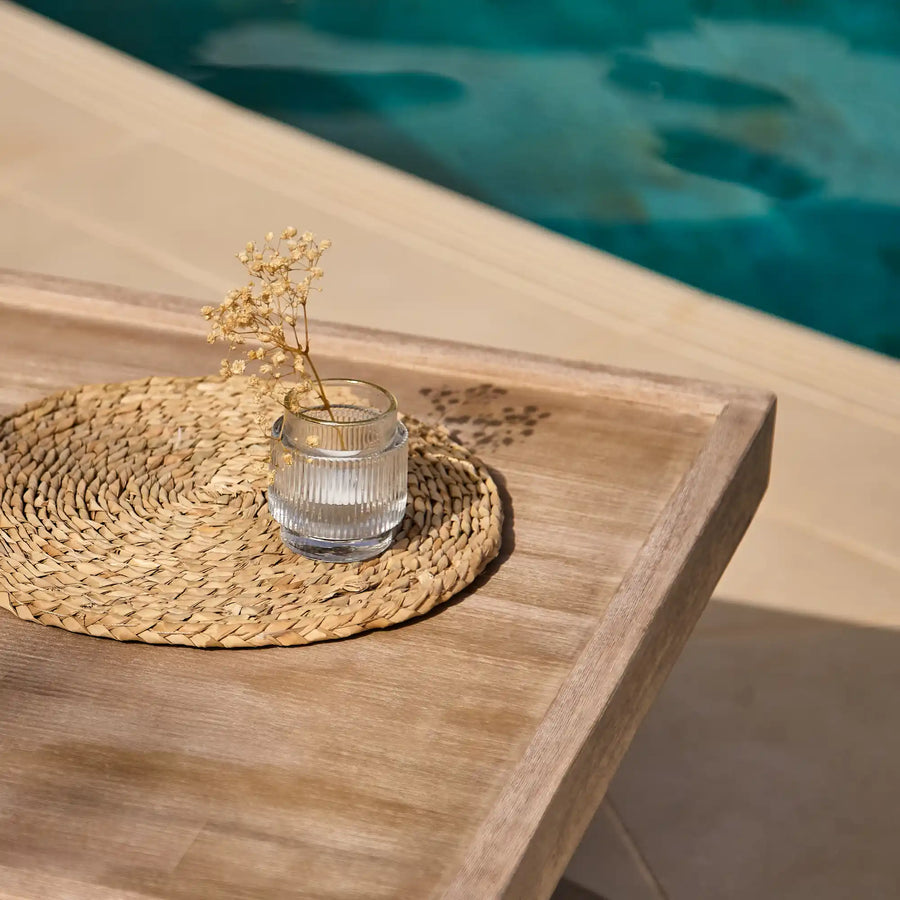 Akira Wooden Rectangular Garden Coffee Table - Brushed Light Acacia - Tasty Coffee Tables