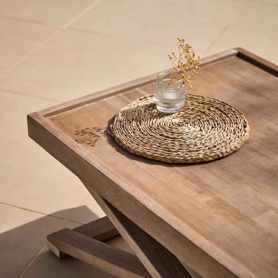 Akira Wooden Rectangular Garden Coffee Table - Brushed Light Acacia - Tasty Coffee Tables