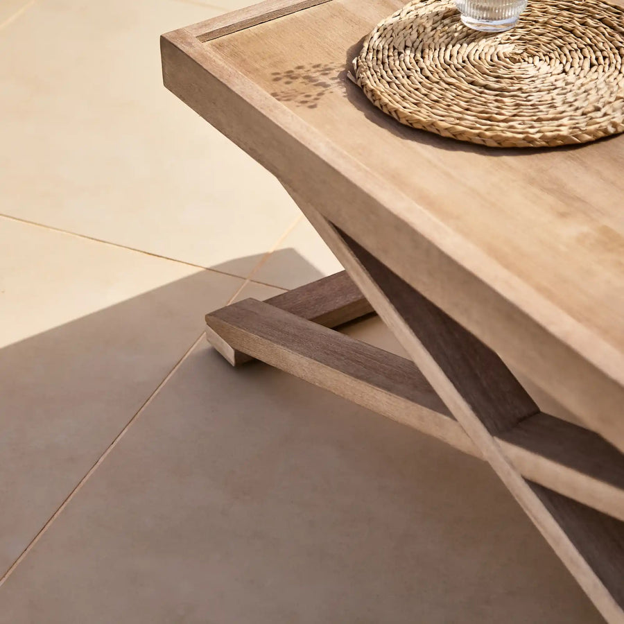 Akira Wooden Rectangular Garden Coffee Table - Brushed Light Acacia - Tasty Coffee Tables