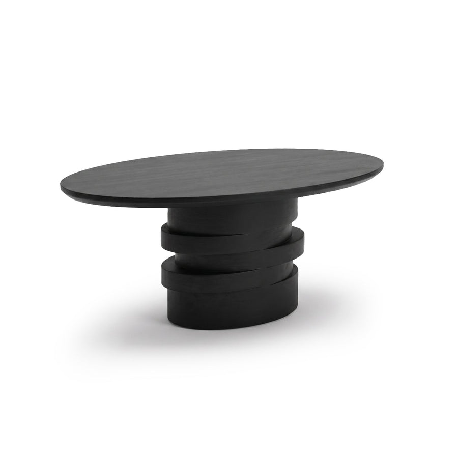 Adam 100cm Oval Jet Black Mango Wood Coffee Table - Tasty Coffee Tables