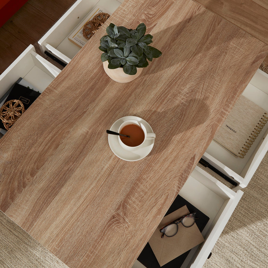 Bampton White Coffee Table with Storage - Tasty Coffee Tables