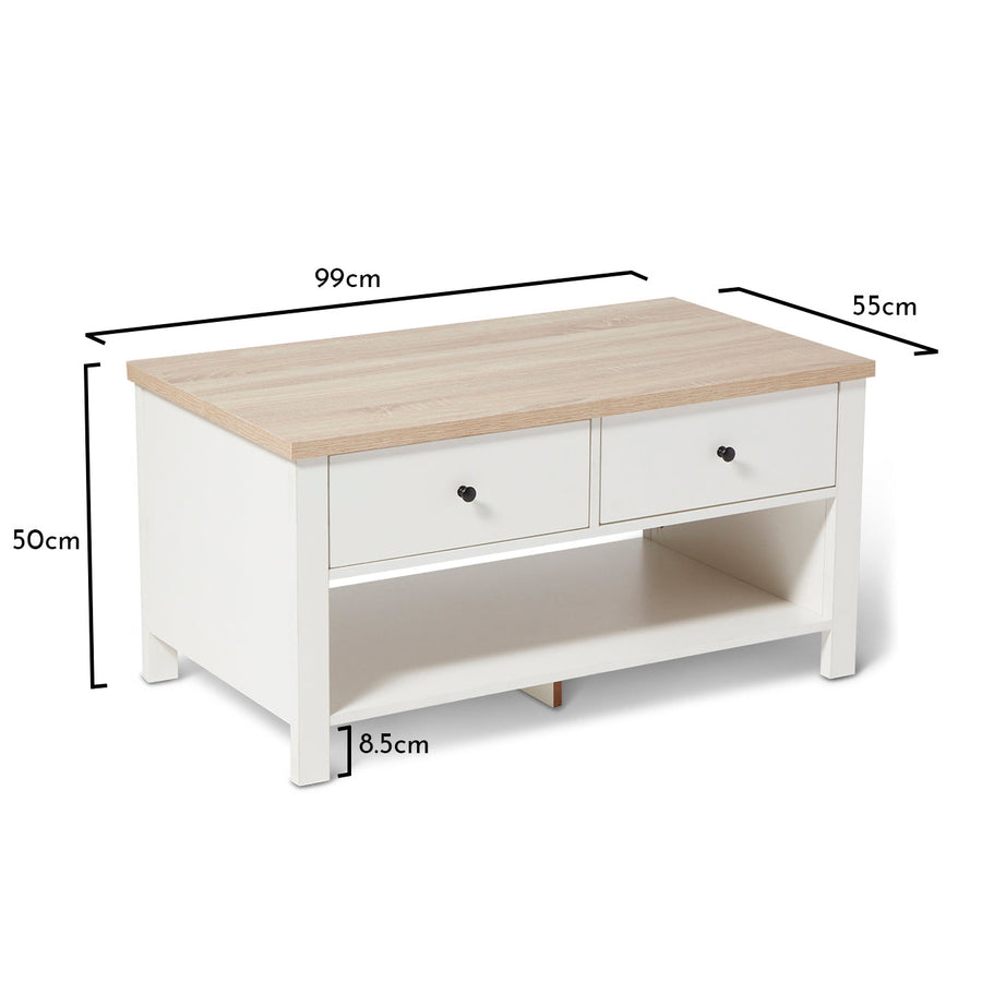 Bampton White Coffee Table with Storage - Tasty Coffee Tables