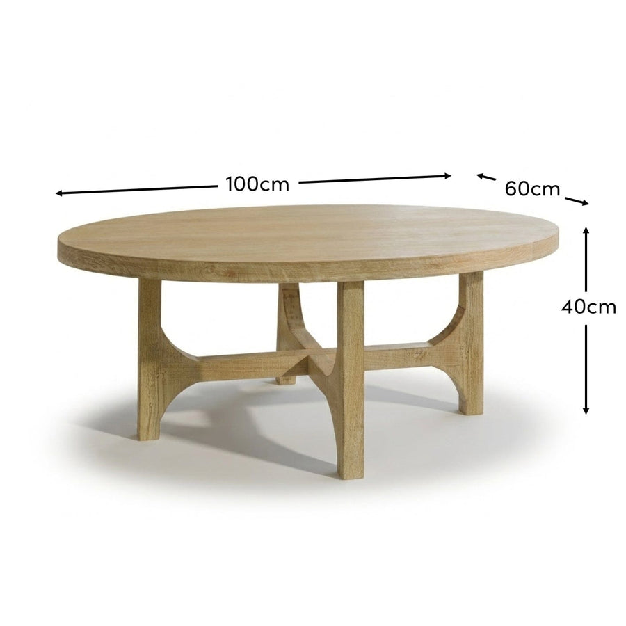 Jade Chalked Mango Wood Oval Coffee Table - Tasty Coffee Tables