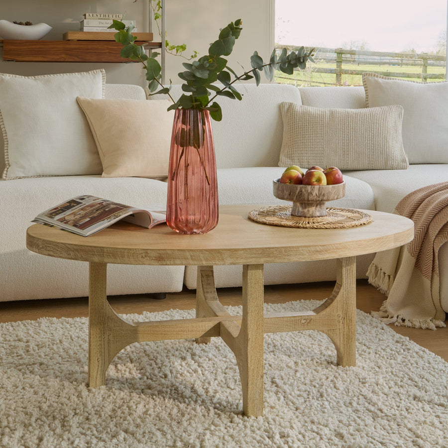 Jade Chalked Mango Wood Oval Coffee Table - Tasty Coffee Tables