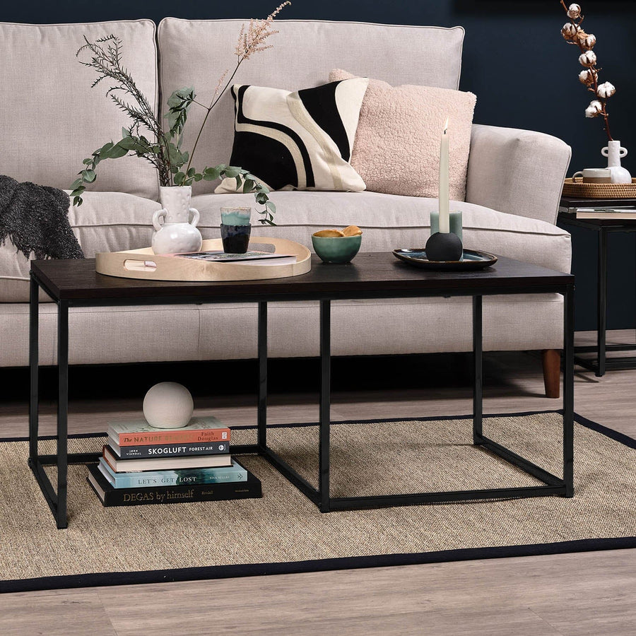Jay Large Walnut Coffee Table - Black Frame - Tasty Coffee Tables
