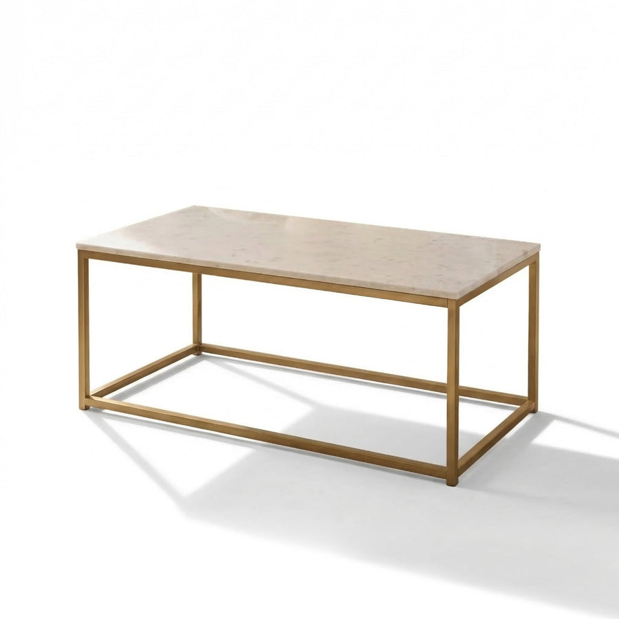 Nara White Marble Coffee Table - Gold Frame - Tasty Coffee Tables