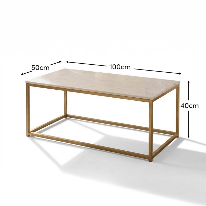Nara White Marble Coffee Table - Gold Frame - Tasty Coffee Tables