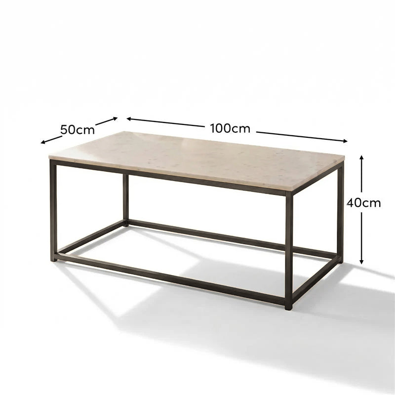 Nara White Marble Coffee Table - Black Frame - Tasty Coffee Tables