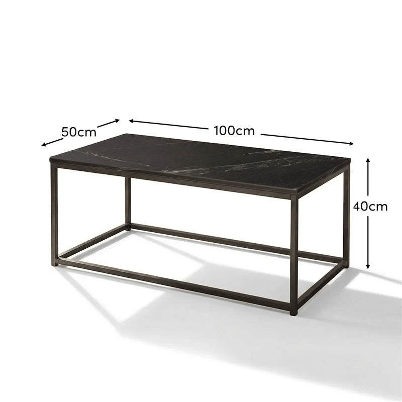 Nara Black Marble Coffee Table - Black Frame - Tasty Coffee Tables