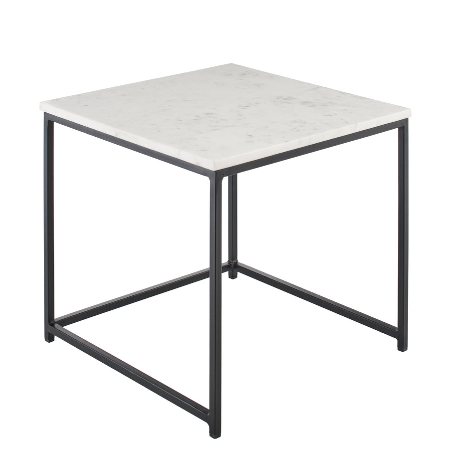 Nara White Marble Square Nest of Tables - Black Frame - Tasty Coffee Tables