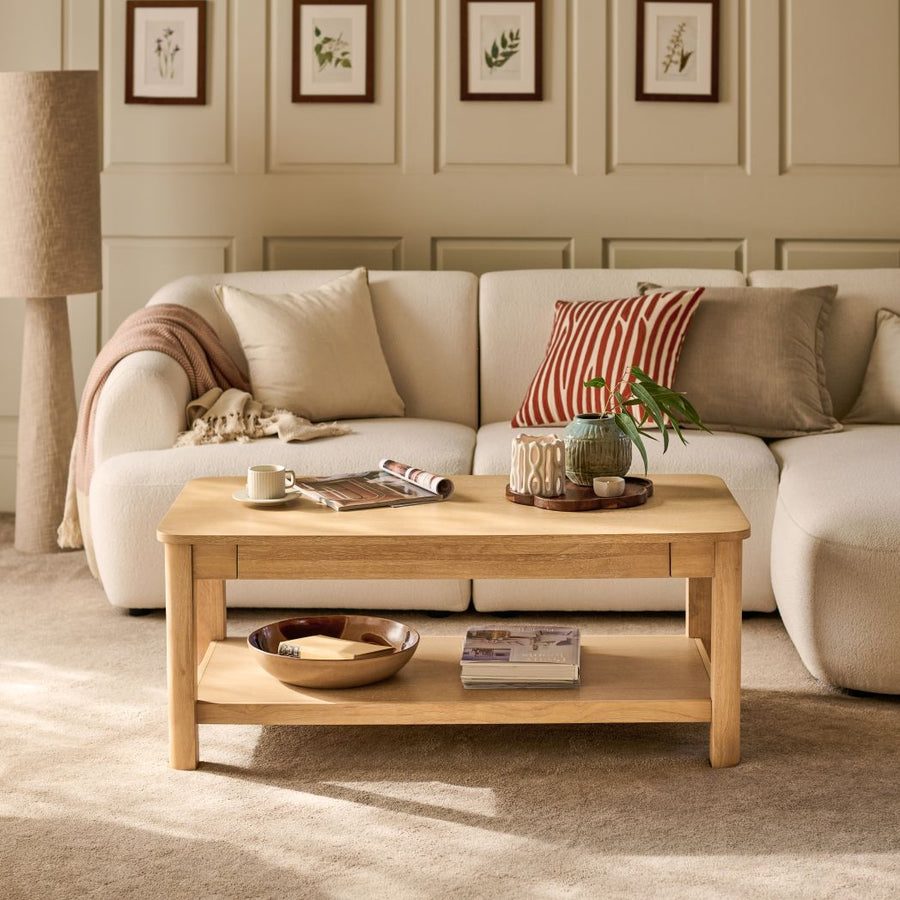 Noah Whitewash Oak Rectangular Coffee Table - Tasty Coffee Tables