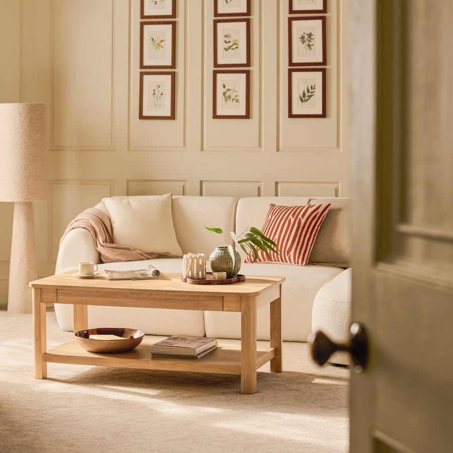 Noah Whitewash Oak Rectangular Coffee Table - Tasty Coffee Tables