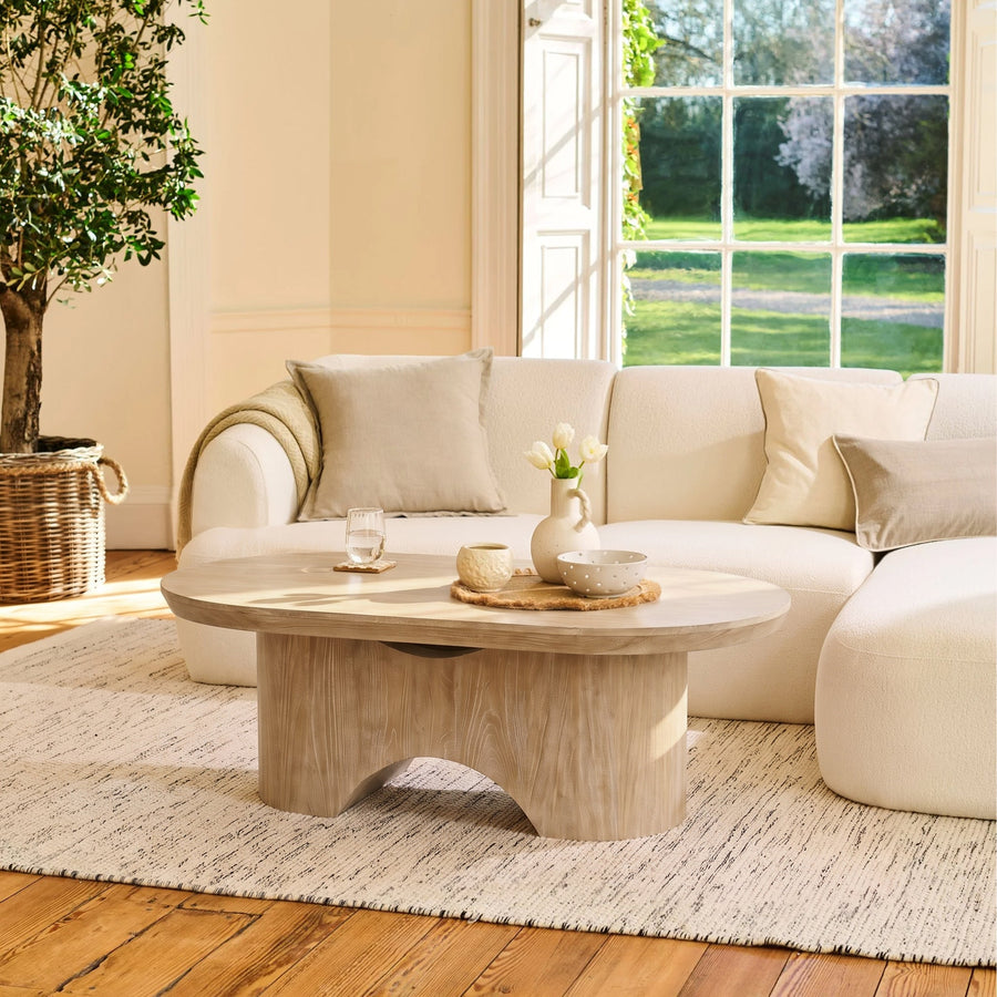 Octavia 120cm Oval Limewash Coffee Table - Tasty Coffee Tables