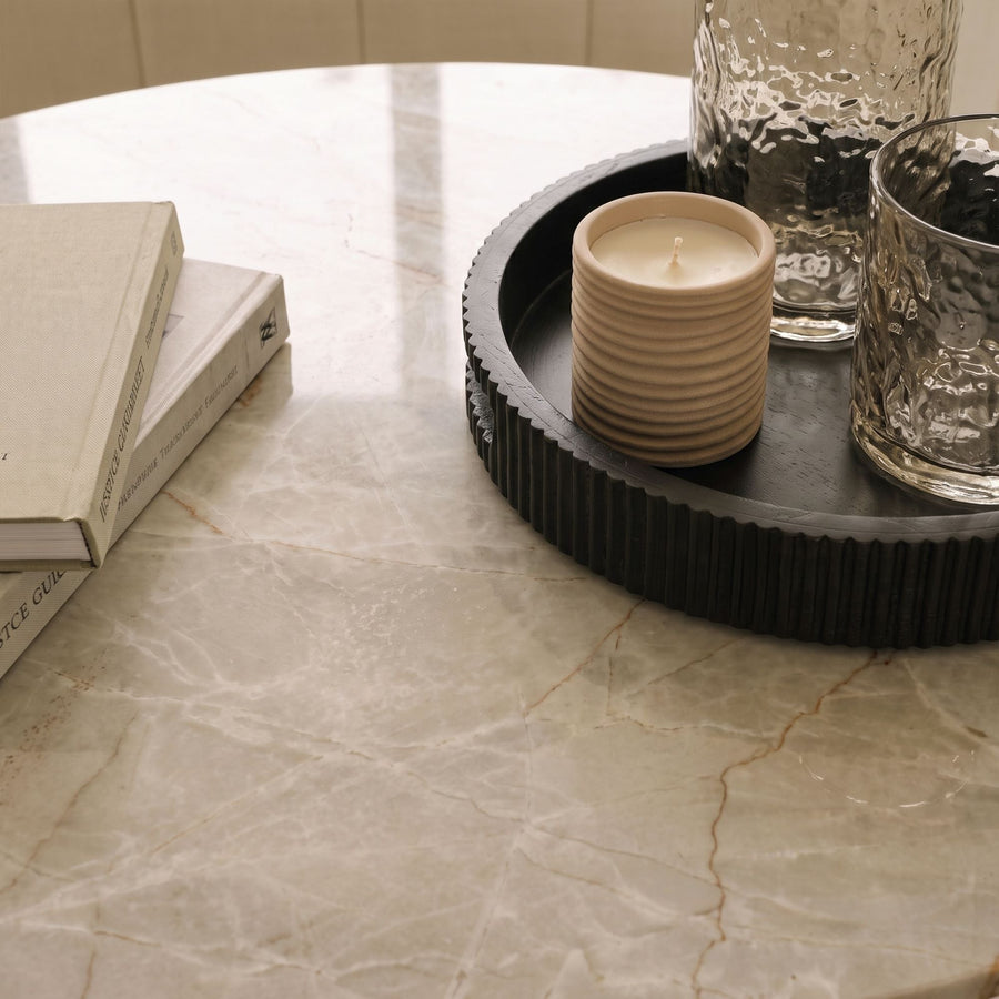Adam 100cm Oval Almond Brown & Lady Grey Marble Coffee Table - Tasty Coffee Tables