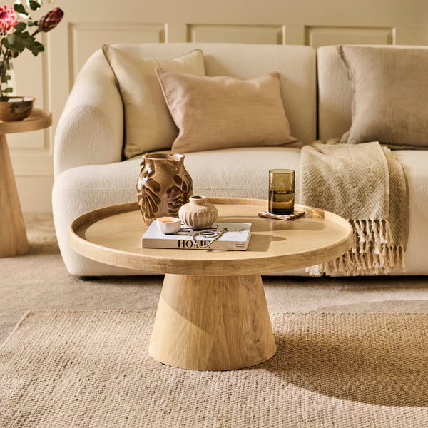Rhiannon 75cm Round Whitewash Oak Coffee Table - Tasty Coffee Tables