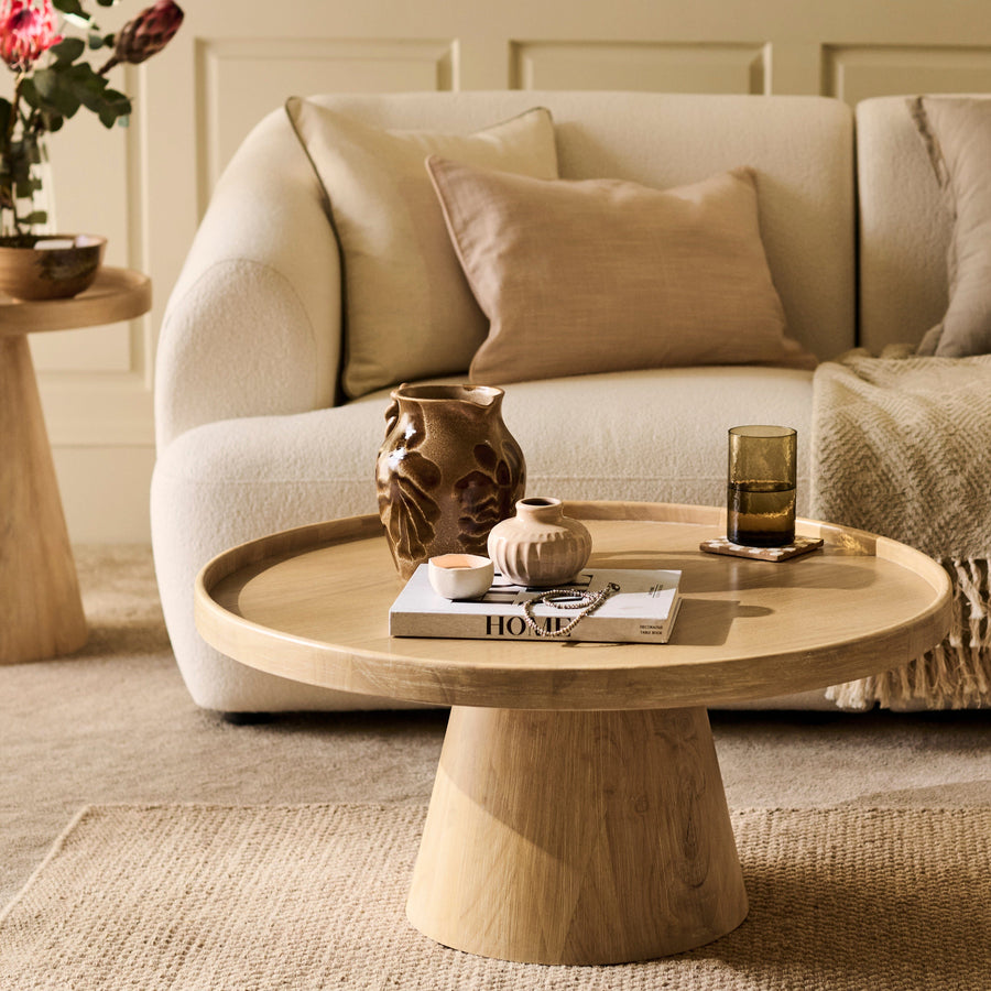 Rhiannon 75cm Round Whitewash Oak Coffee Table - Tasty Coffee Tables