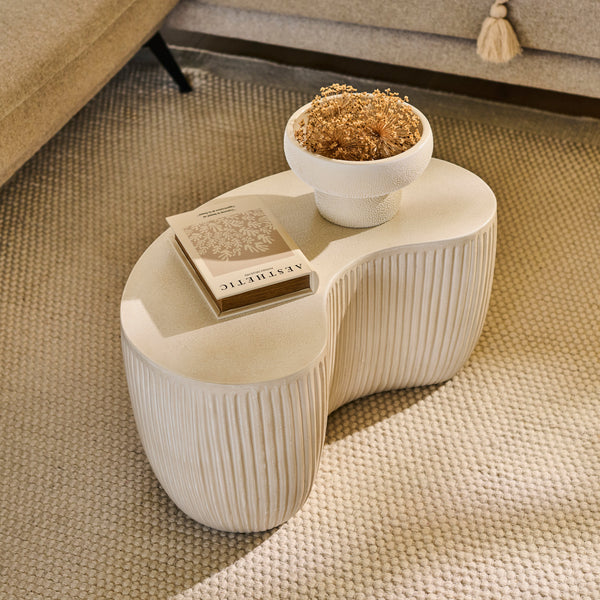 Sohan 61cm Kidney Concrete Coffee Table - Sand - Tasty Coffee Tables