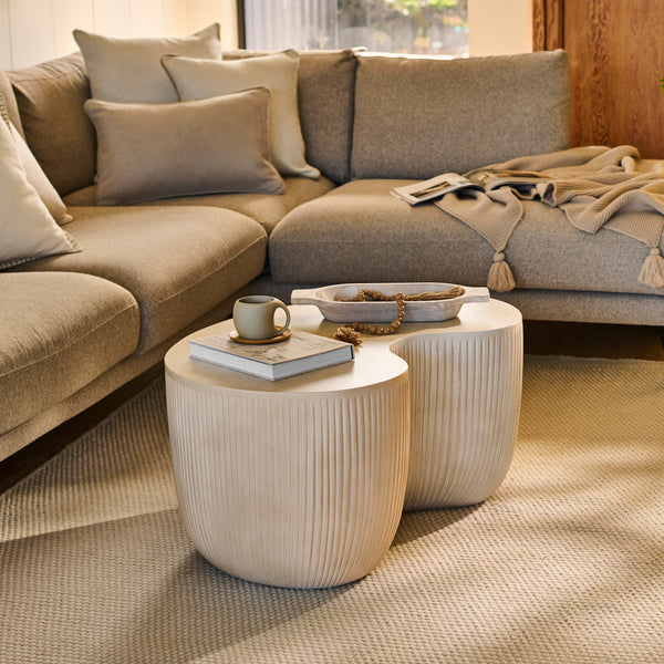 Sohan 84cm Kidney Concrete Coffee Table - Sand - Tasty Coffee Tables