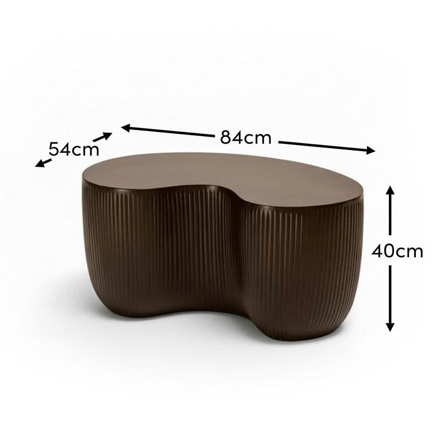 Sohan 84cm Kidney Concrete Coffee Table - Lava Black - Tasty Coffee Tables
