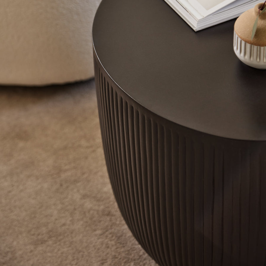 Sohan 84cm Kidney Concrete Coffee Table - Lava Black - Tasty Coffee Tables