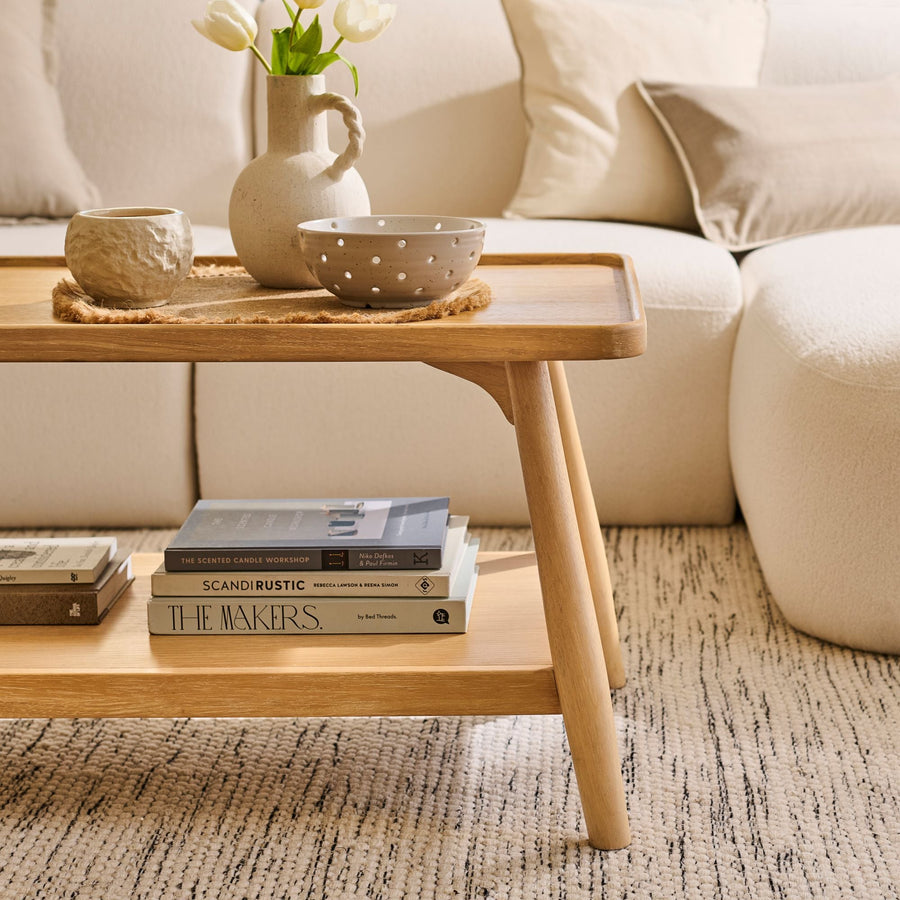 Tilly 100cm Rectangular Coffee Table - Whitewash Oak - Tasty Coffee Tables