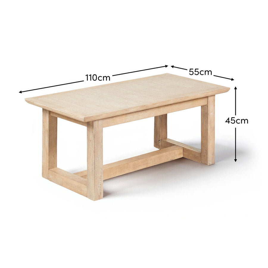 Valdis Mango Wood & Travertine Rectangular Coffee Table - Tasty Coffee Tables