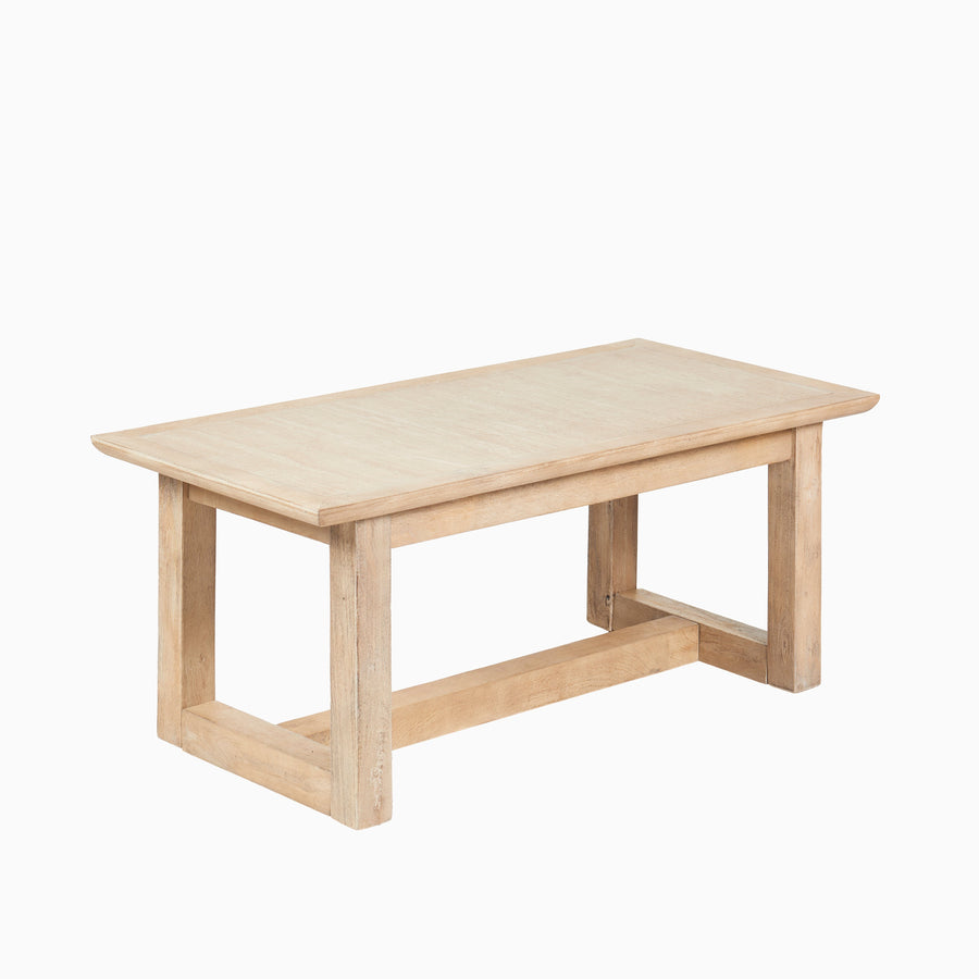 Valdis Mango Wood & Travertine Rectangular Coffee Table - Tasty Coffee Tables