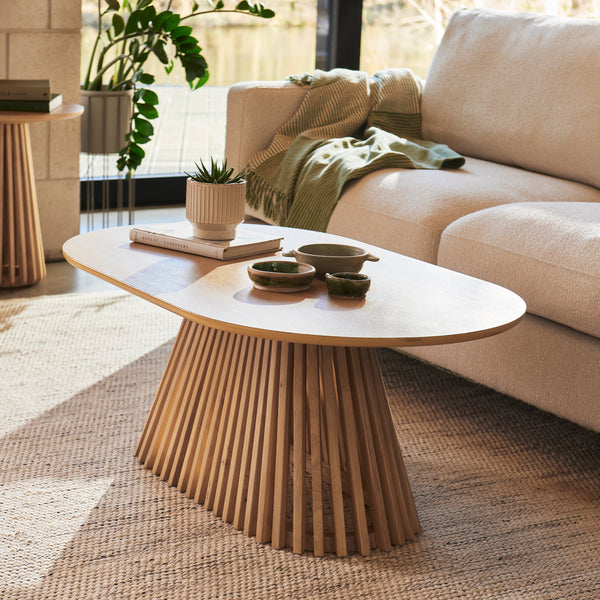 Willow Pale Oak Oval Coffee Table - Tasty Coffee Tables