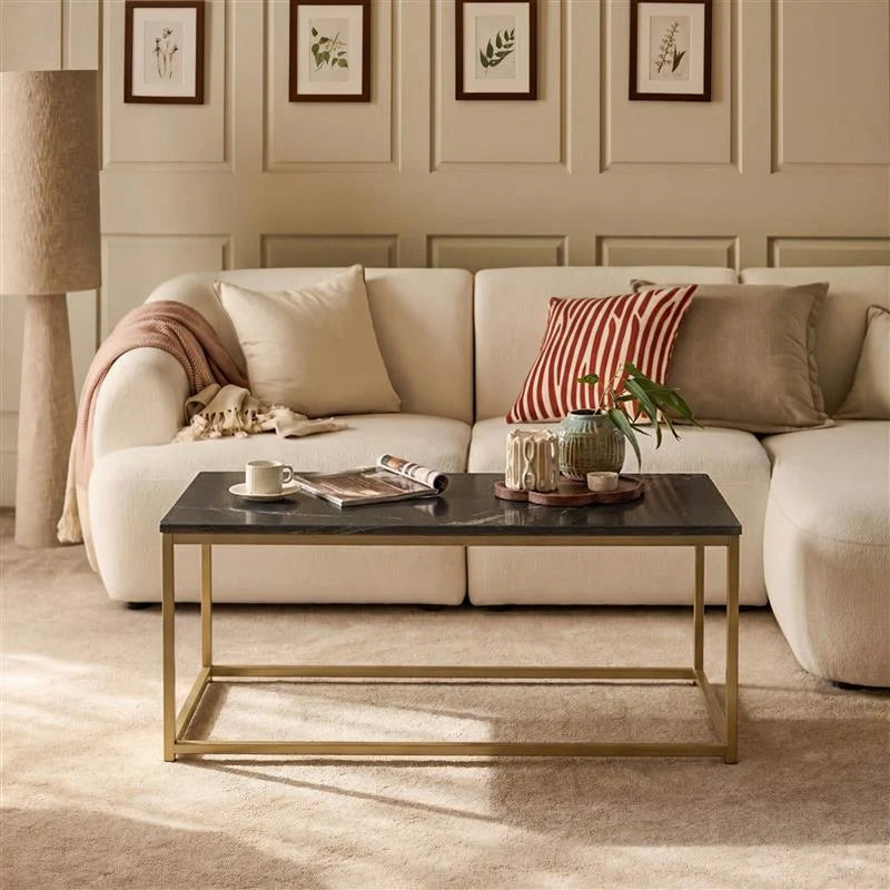 Nara Black Marble Coffee Table - Gold Frame - Tasty Coffee Tables