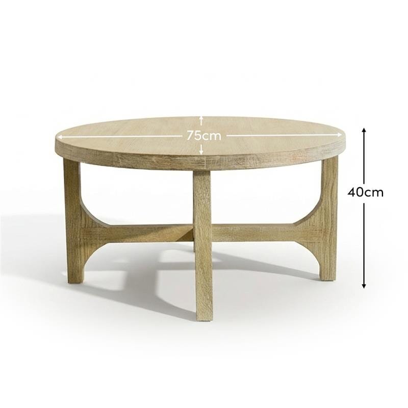 Jade Chalked Mango Wood Round Coffee Table - Tasty Coffee Tables
