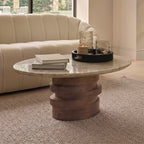 Adam 100cm Oval Almond Brown & Lady Grey Marble Coffee Table - Tasty Coffee Tables