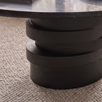 Adam 100cm Oval Jet Black Mango Wood & Black Marble Coffee Table - Tasty Coffee Tables