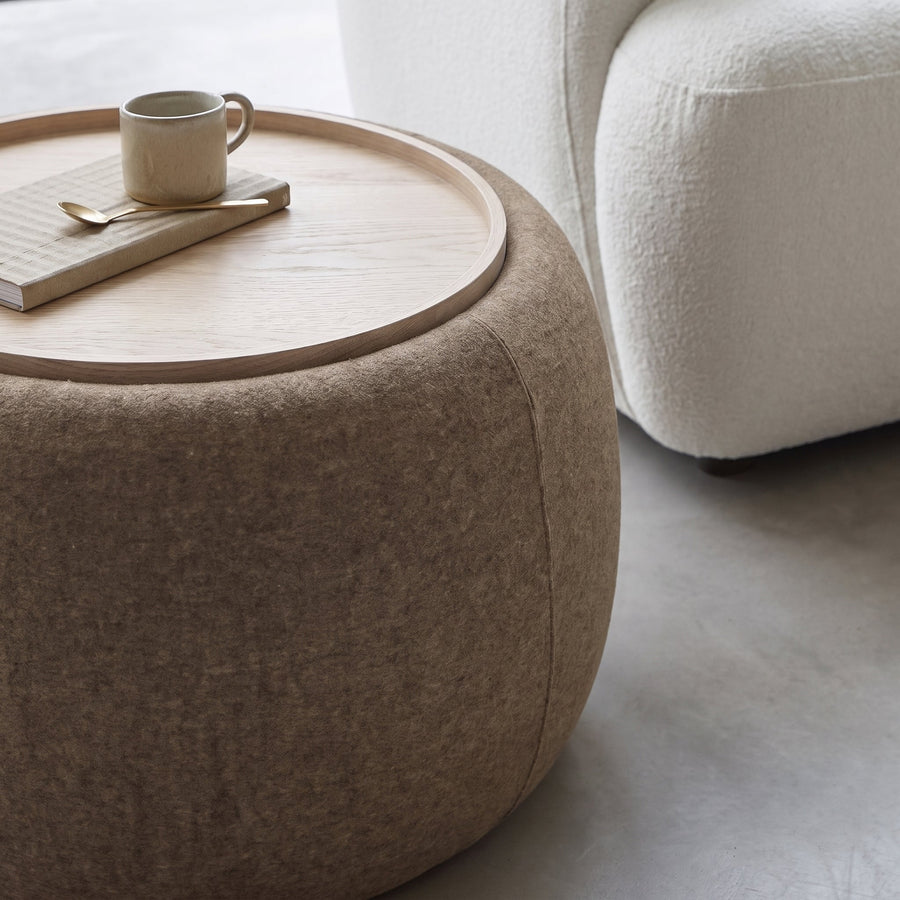Nathalia 65cm Whitewash Coffee Table - Natural Brown - Tasty Coffee Tables