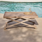 Akira Wooden Rectangular Garden Coffee Table - Brushed Light Acacia - Tasty Coffee Tables