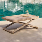 Akira Wooden Rectangular Garden Coffee Table - Brushed Light Acacia - Tasty Coffee Tables