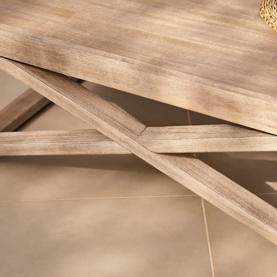 Akira Wooden Rectangular Garden Coffee Table - Brushed Light Acacia - Tasty Coffee Tables