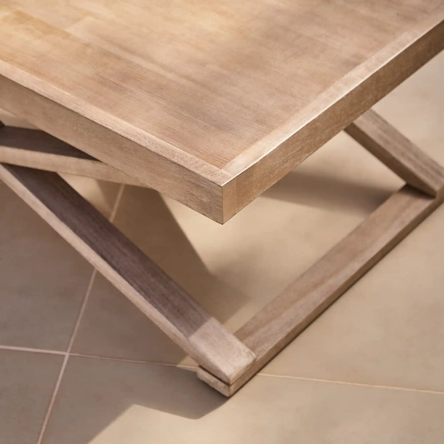 Akira Wooden Rectangular Garden Coffee Table - Brushed Light Acacia - Tasty Coffee Tables