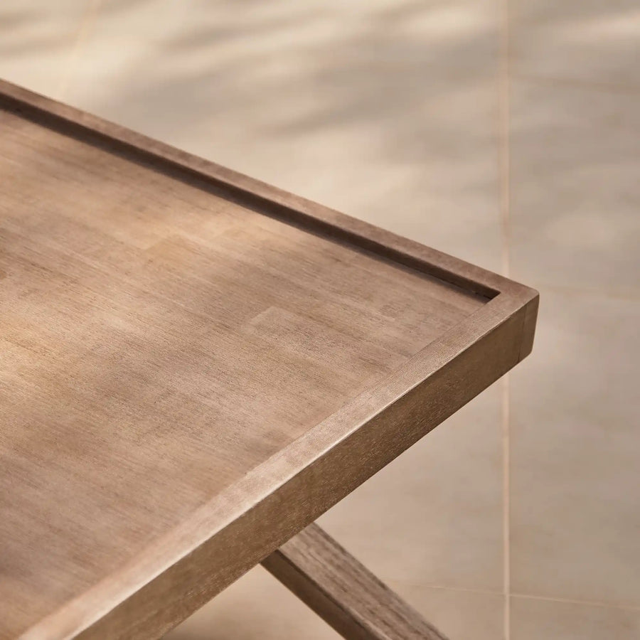 Akira Wooden Rectangular Garden Coffee Table - Brushed Light Acacia - Tasty Coffee Tables