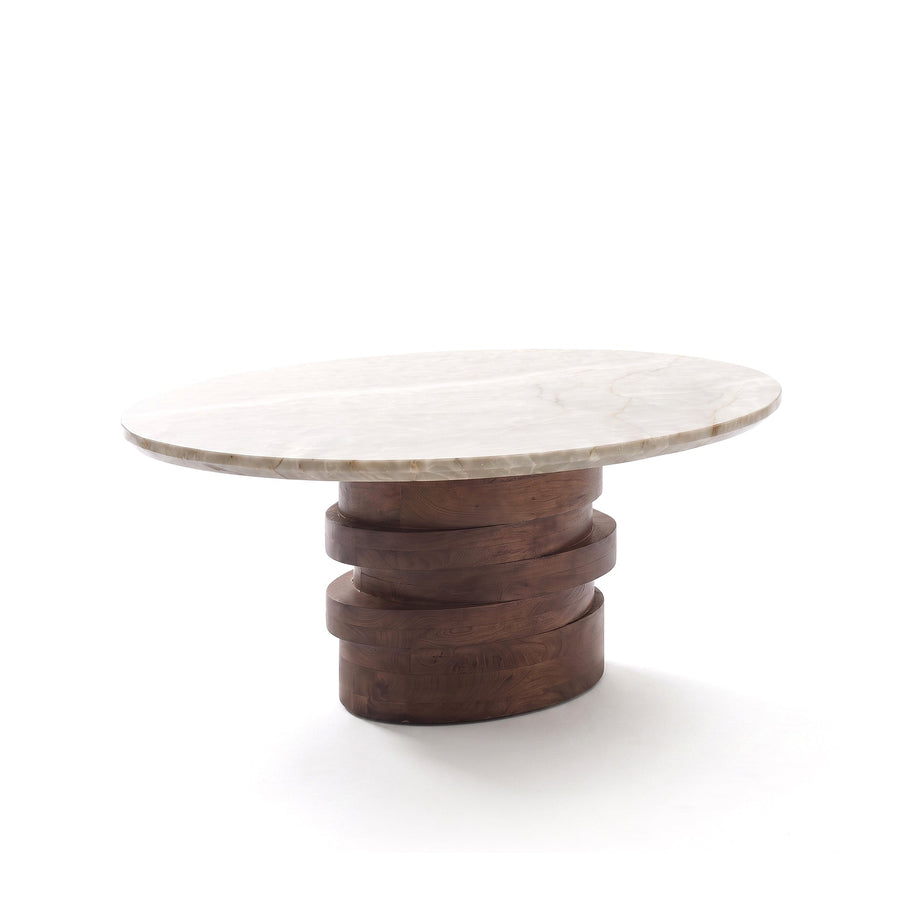 Adam 100cm Oval Almond Brown & Lady Grey Marble Coffee Table - Tasty Coffee Tables