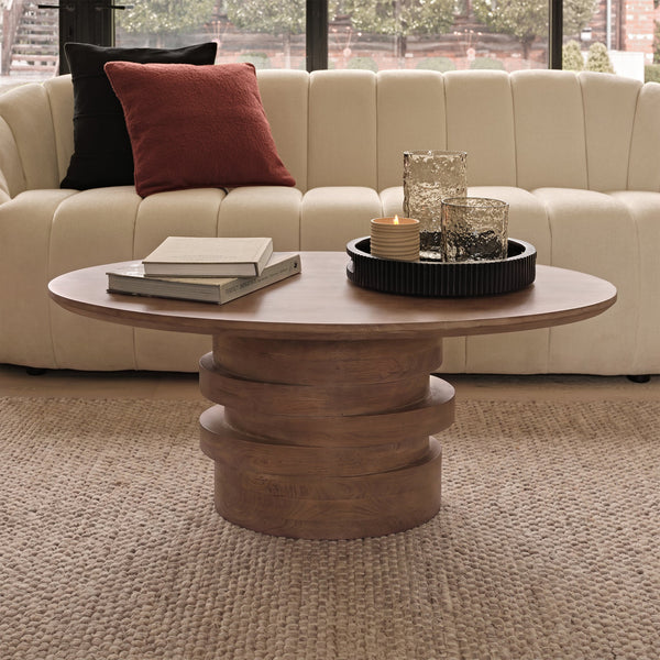 Adam 100cm Oval Almond Brown Coffee Table - Tasty Coffee Tables