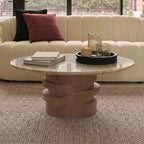 Adam 100cm Oval Almond Brown & Lady Grey Marble Coffee Table - Tasty Coffee Tables