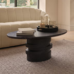 Adam 100cm Oval Jet Black Mango Wood & Black Marble Coffee Table - Tasty Coffee Tables