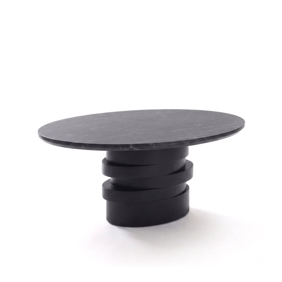 Adam 100cm Oval Jet Black Mango Wood & Black Marble Coffee Table - Tasty Coffee Tables