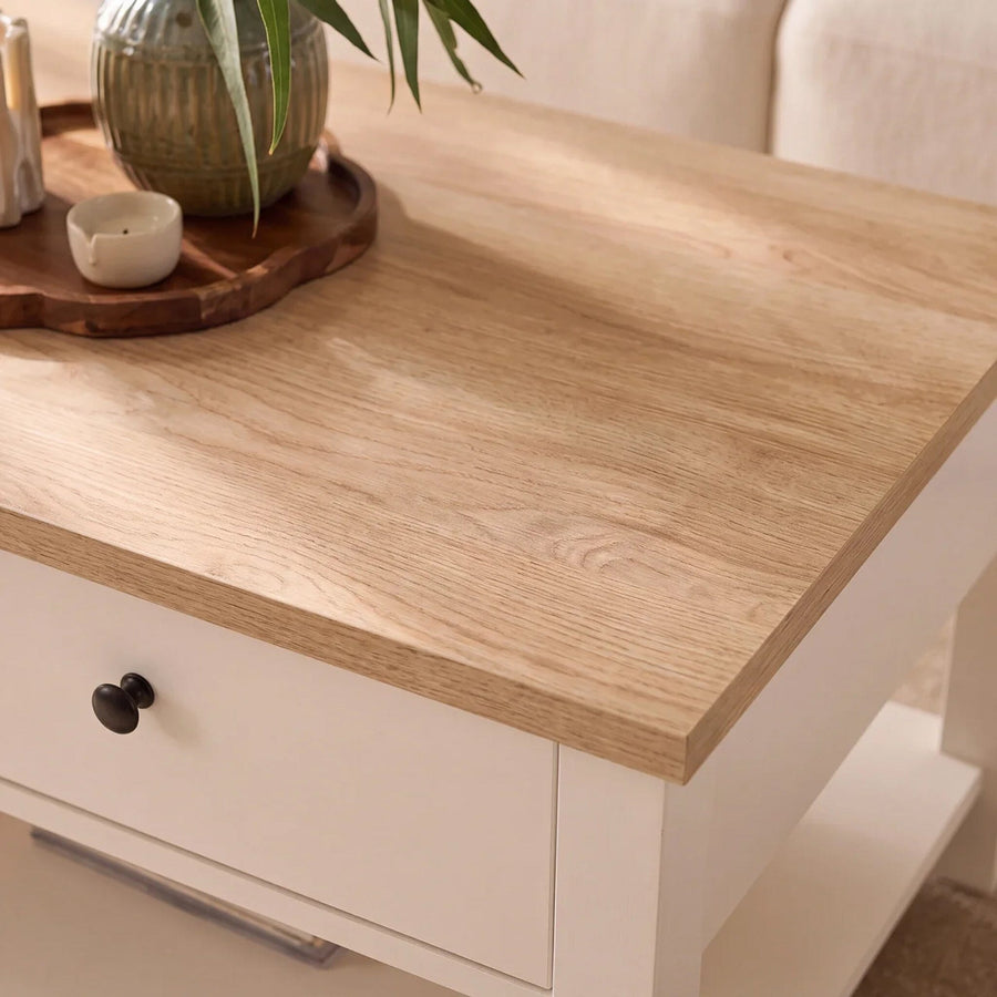 Bampton Alabaster White Coffee Table with Storage - New - Tasty Coffee Tables