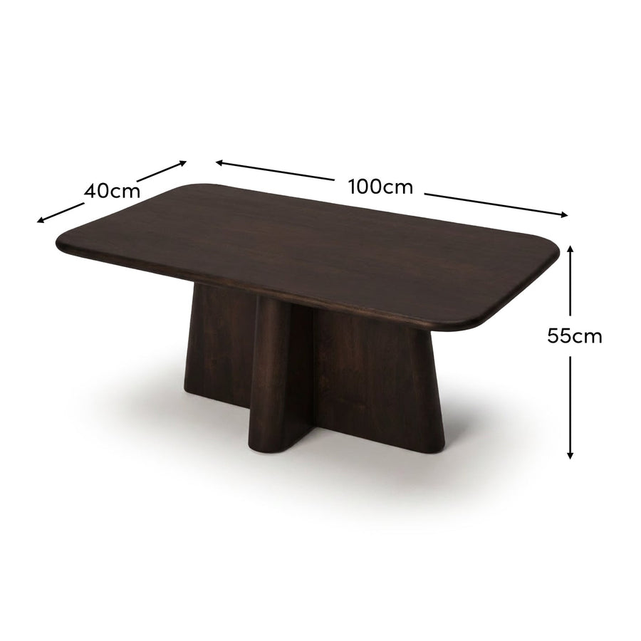 Bastian 100cm Coffee Brown Mango Wood Coffee Table - Tasty Coffee Tables