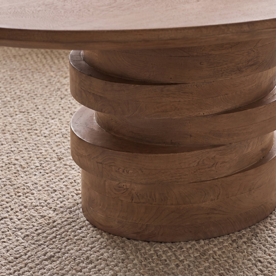 Adam 100cm Oval Almond Brown Coffee Table - Tasty Coffee Tables