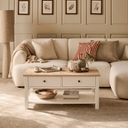 Bampton Alabaster White Coffee Table with Storage - New - Tasty Coffee Tables